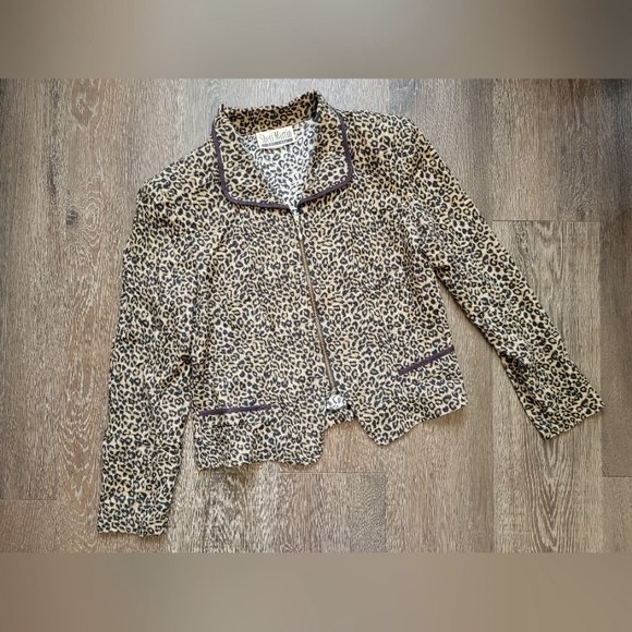 Vintage Sheri Martin New York Leopard Print Collared Zip Up - Picture 2 of 4